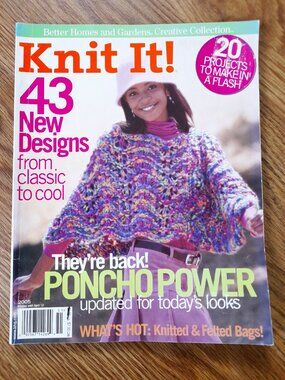 Vintage Knitting Patterns Magazine 20 Projects, Ponchos, Sweater, Felted Purses